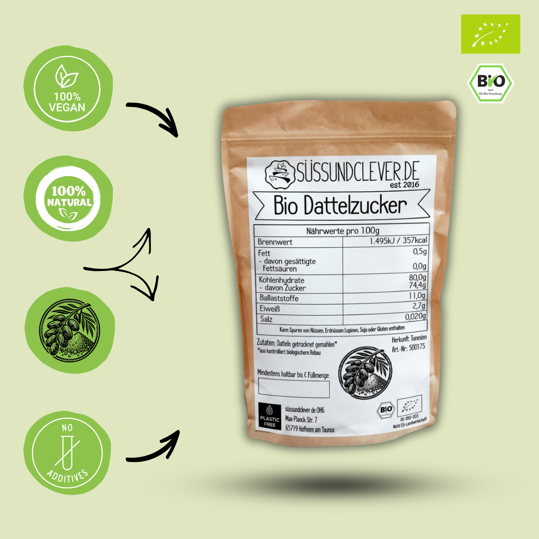 Bio Dattelzucker | Dattelsüße | Dattelpulver | 100% gemahlene Datteln