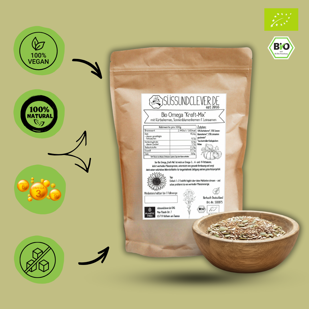 Bio Omega "Kraft-Mix" | mit Kürbiskernen, Sonnenblumenkernen & Leinsamen