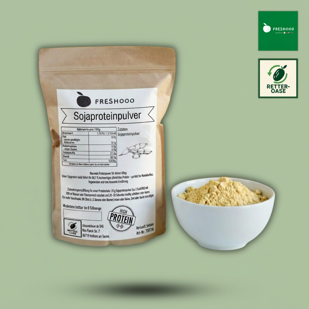 freshooo® Sojaproteinpulver | aus Europa | 66 g Protein