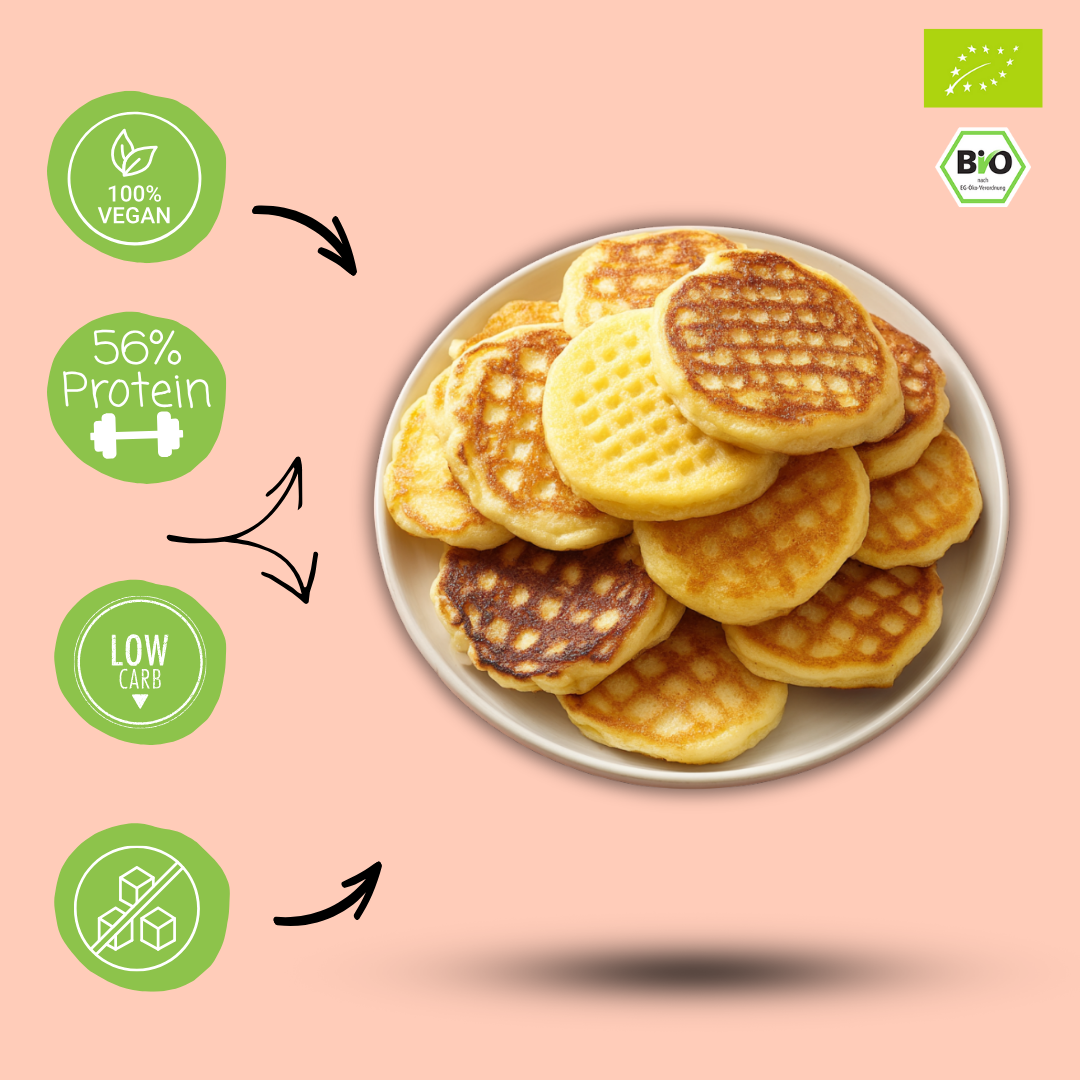 Bio Protein Pancake- & Waffelmischung „Bourbon Vanille“ | 56% Protein | ohne Zuckerzusatz | vegan