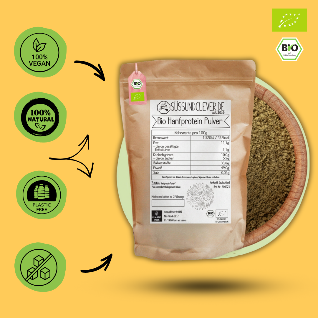 Bio Hanfprotein-Pulver | aus Deutschland | 50% Protein