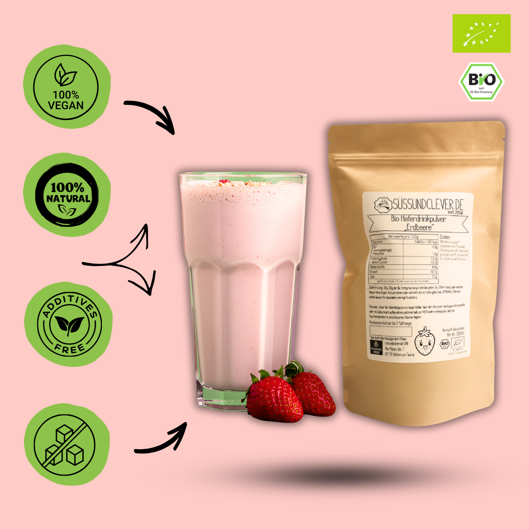 Bio Haferdrinkpulver | Erdbeere mit Dattelsüße | vegan