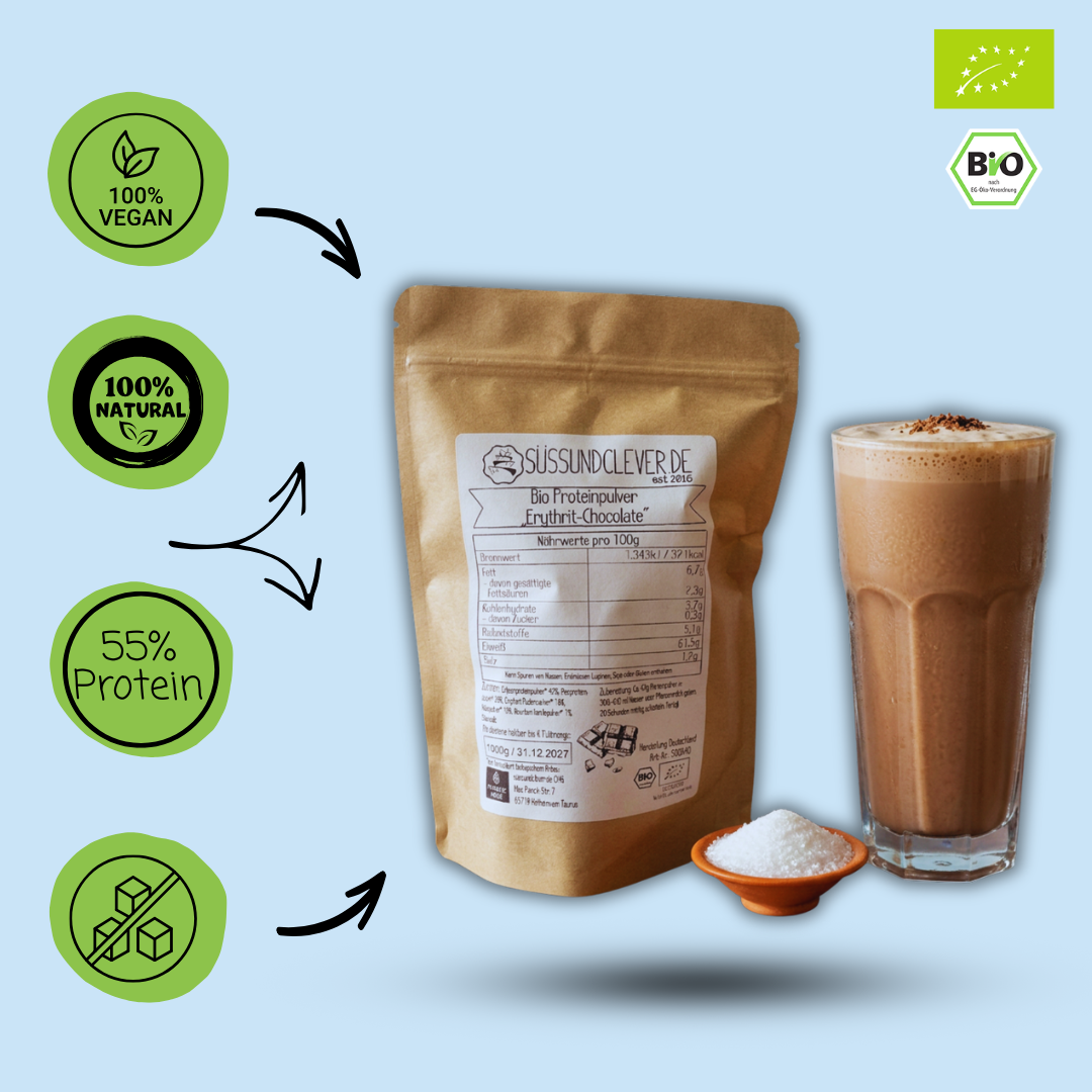 Bio Proteinpulver | "Erythrit-Chocolate" | Vegan & 55% Protein