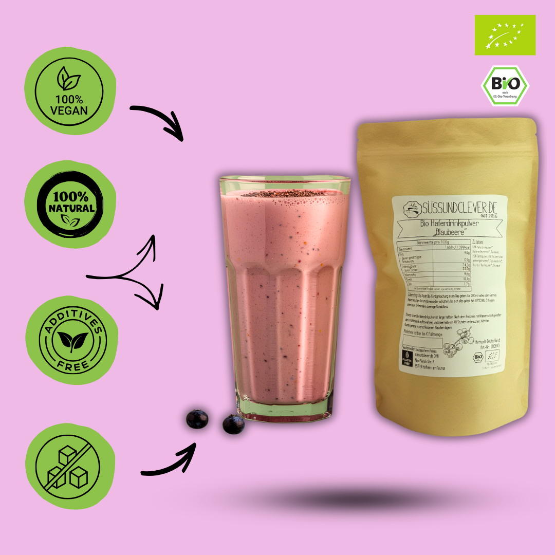 Bio Haferdrinkpulver | Blaubeere mit Dattelsüße | vegan