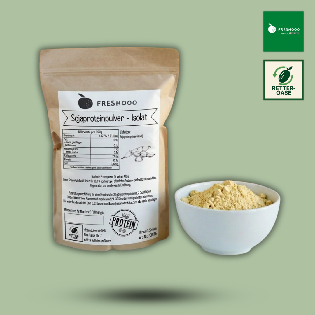 freshooo® Sojaproteinpulver | Isolat | aus Europa | 66 g Protein