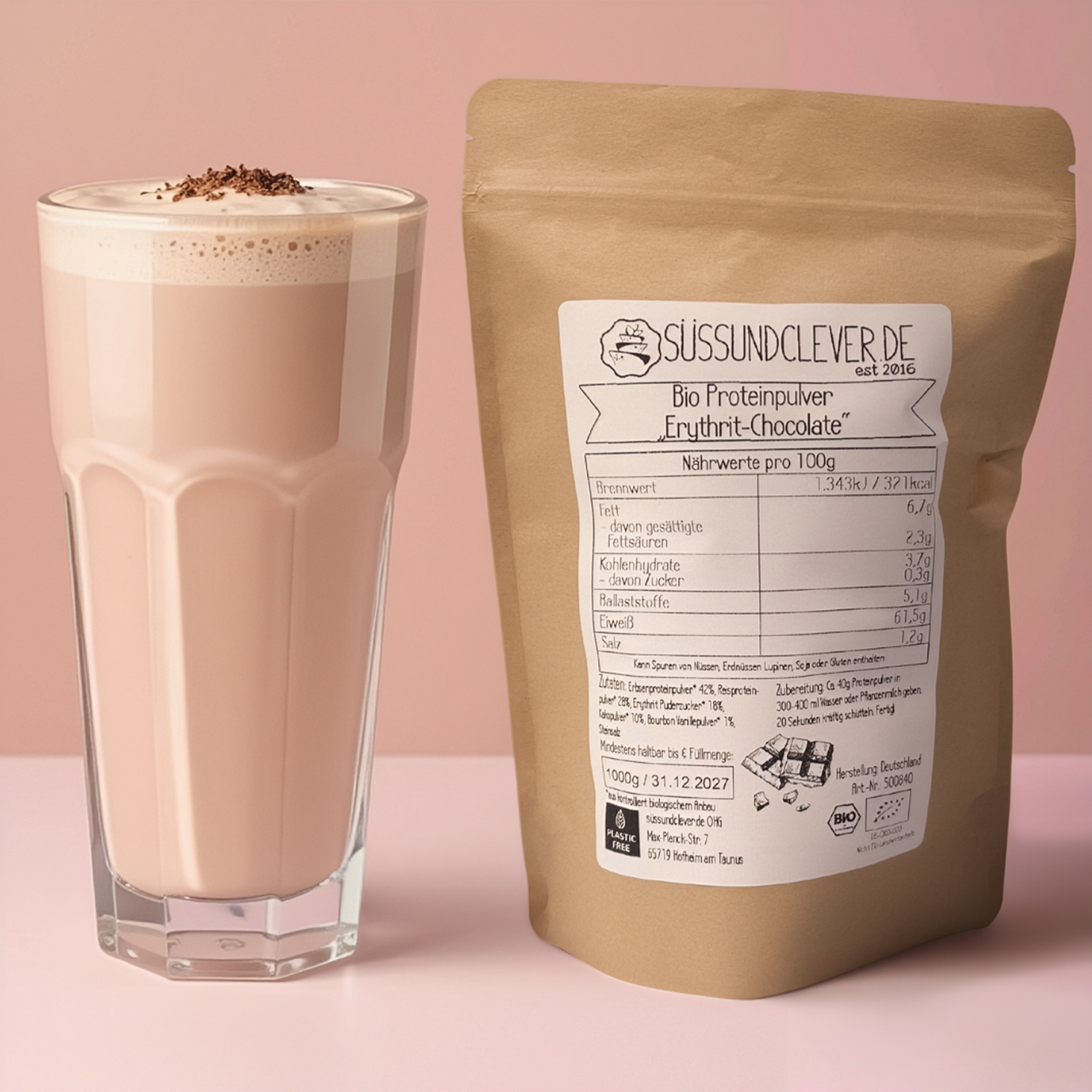 Bio Proteinpulver | "Erythrit-Chocolate" | Vegan & 60% Protein