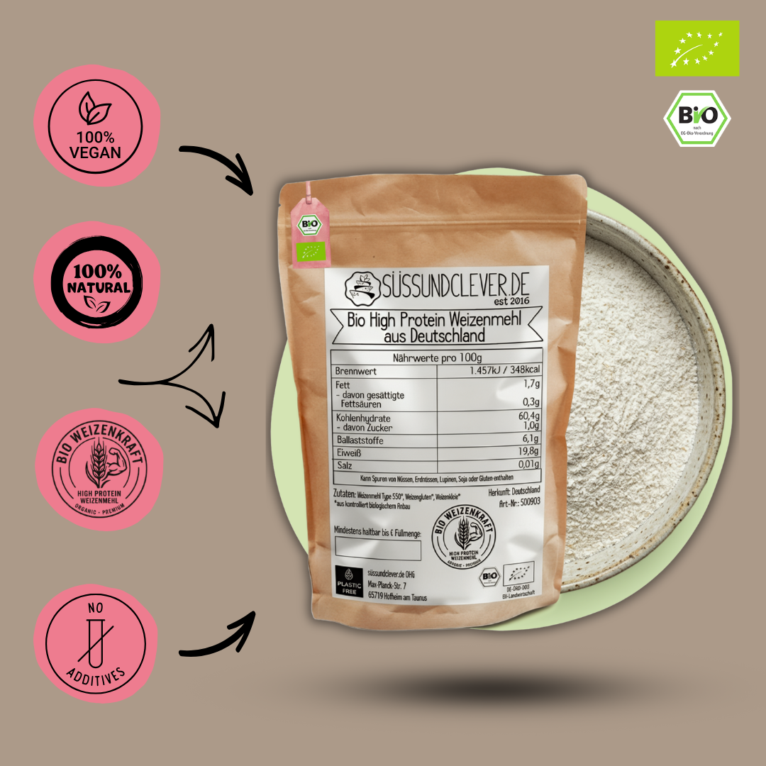 Bio High Protein Weizenmehl | 20% Protein | Zum Backen & Kochen | aus Deutschland