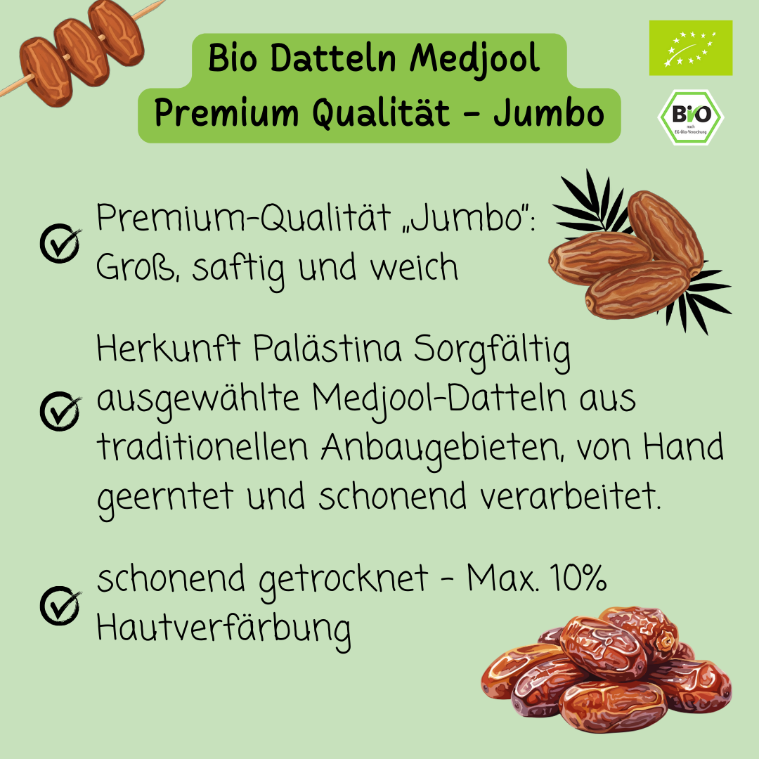 Bio Datteln Medjool | Premium Qualität | weich &amp; saftig | Jumbo XL