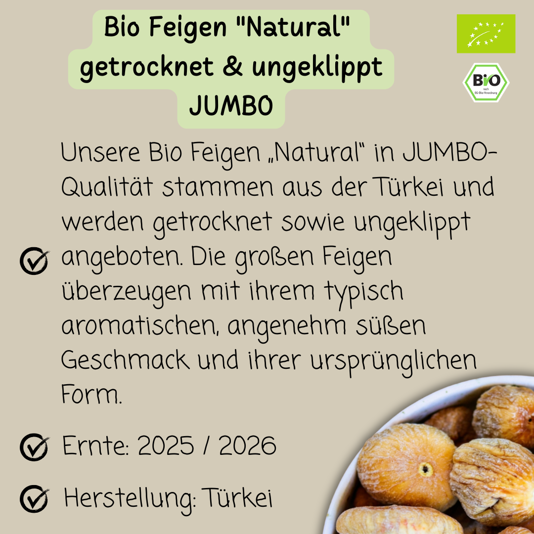 Bio Feigen "Natural" | getrocknet & ungeklippt | JUMBO | Rapunzel-Projekt | Ernte 2025/2026