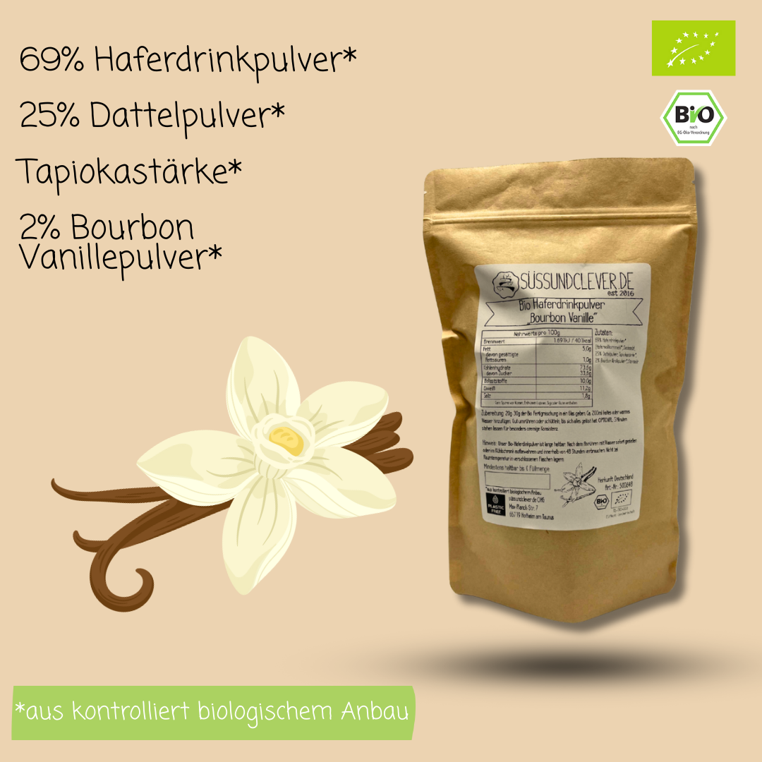 Bio Haferdrinkpulver | Bourbon Vanille mit Dattelsüße | vegan