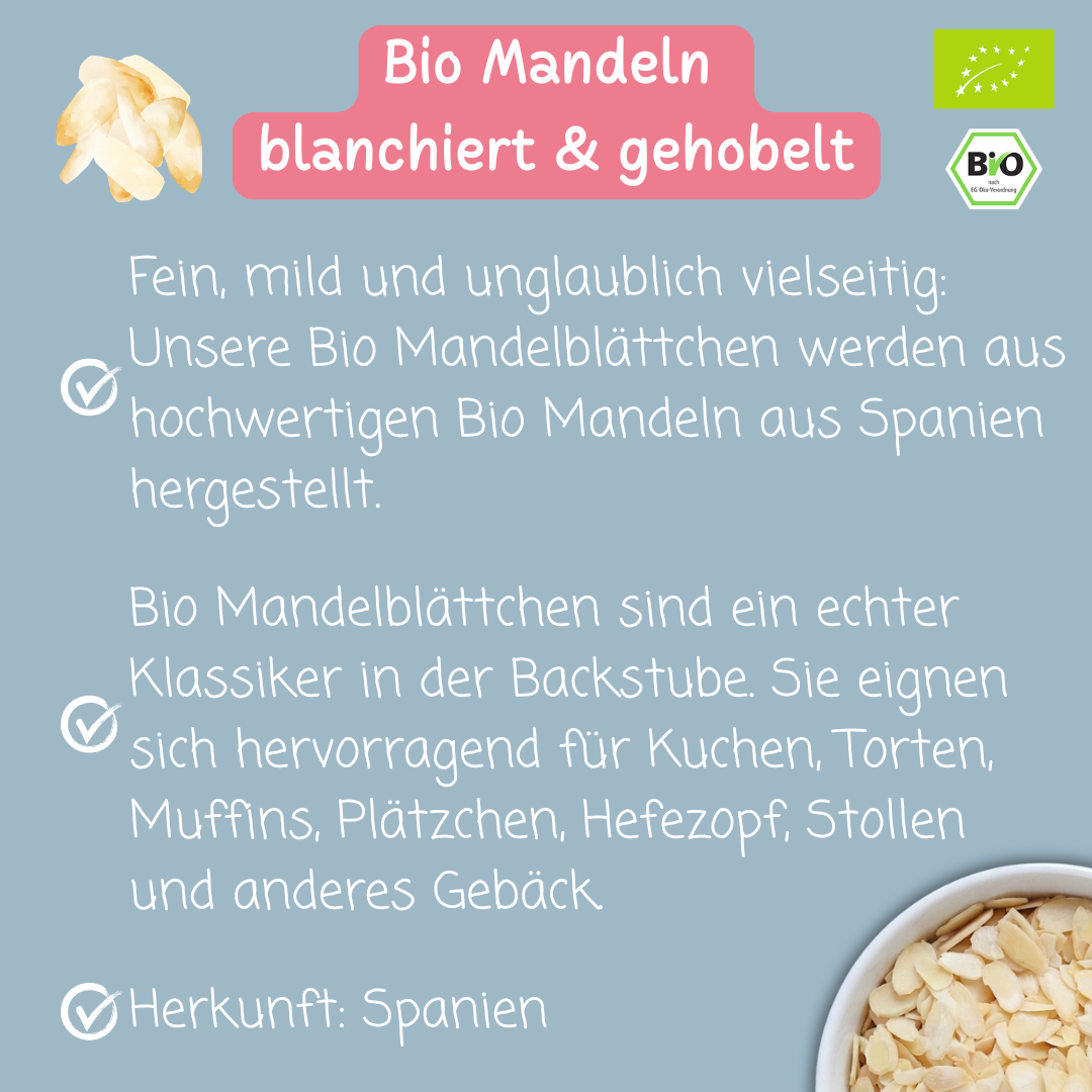 Bio Mandeln | blanchiert &amp; gehobelt | Mandelblättchen