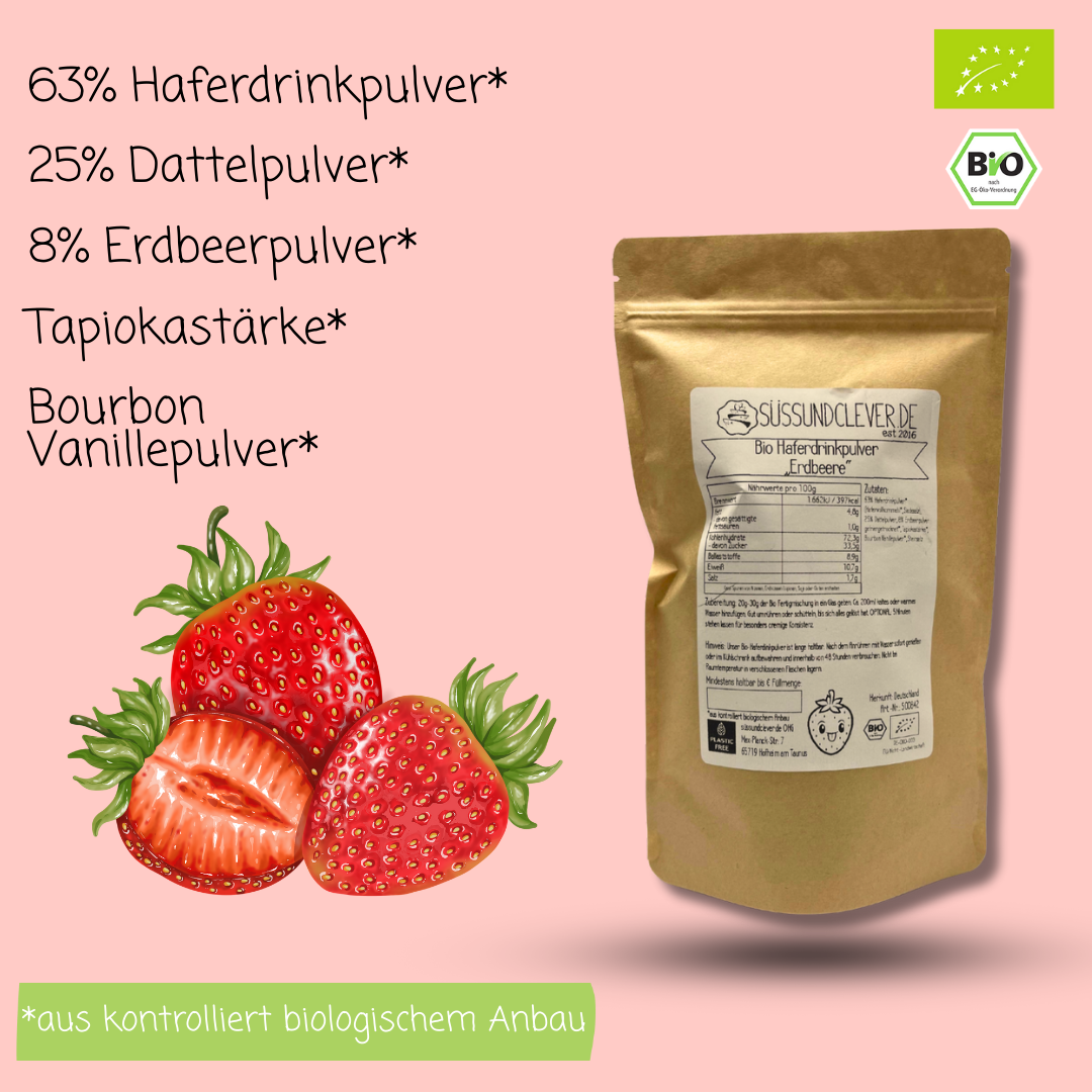 Bio Haferdrinkpulver | Erdbeere mit Dattelsüße | vegan