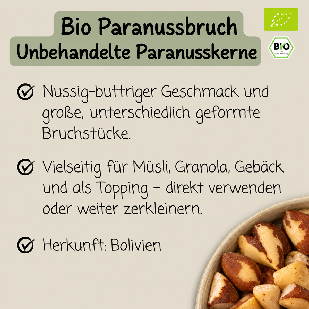Bio Paranussbruch | Paranusskerne unbehandelt | aus Bolivien