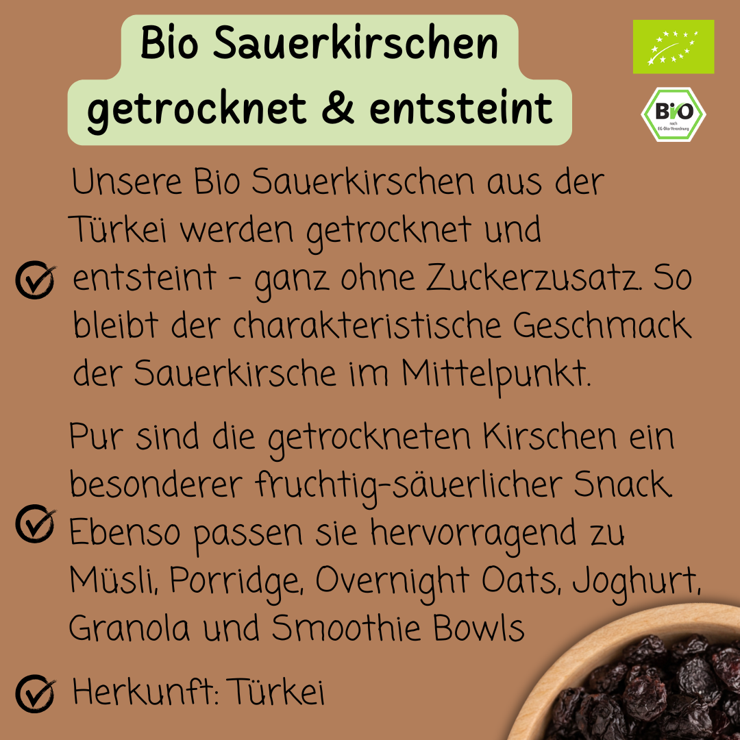 Bio Sauerkirschen | getrocknet & entsteint | ohne Zuckerzusatz