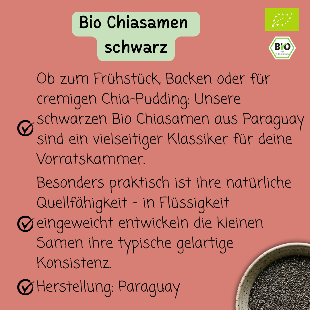 Bio Chiasamen | schwarz | vielseitig & quellfähig