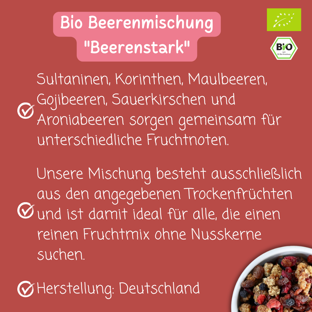 Bio Beerenmischung | "Beerenstark" | 6 Früchte | ohne Nusskerne