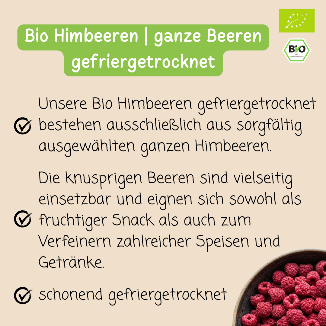 Bio Himbeeren | ganze Beeren | gefriergetrocknet