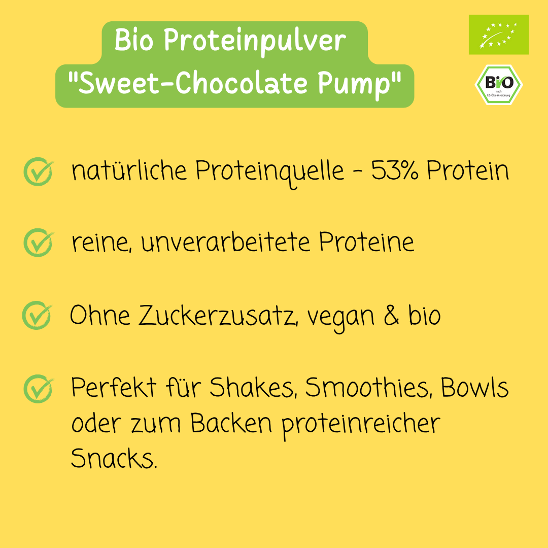 Bio Proteinpulver | "Sweet-Chocolate-Pump" | Vegan & 53% Protein | mit Dattelsüße