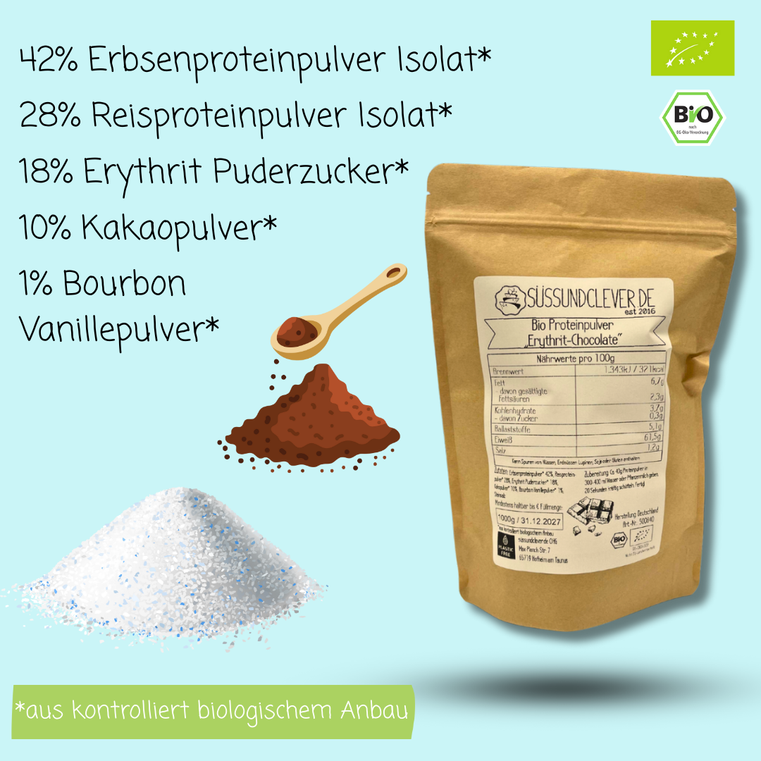 Bio Proteinpulver | "Erythrit-Chocolate" | Vegan & 60% Protein