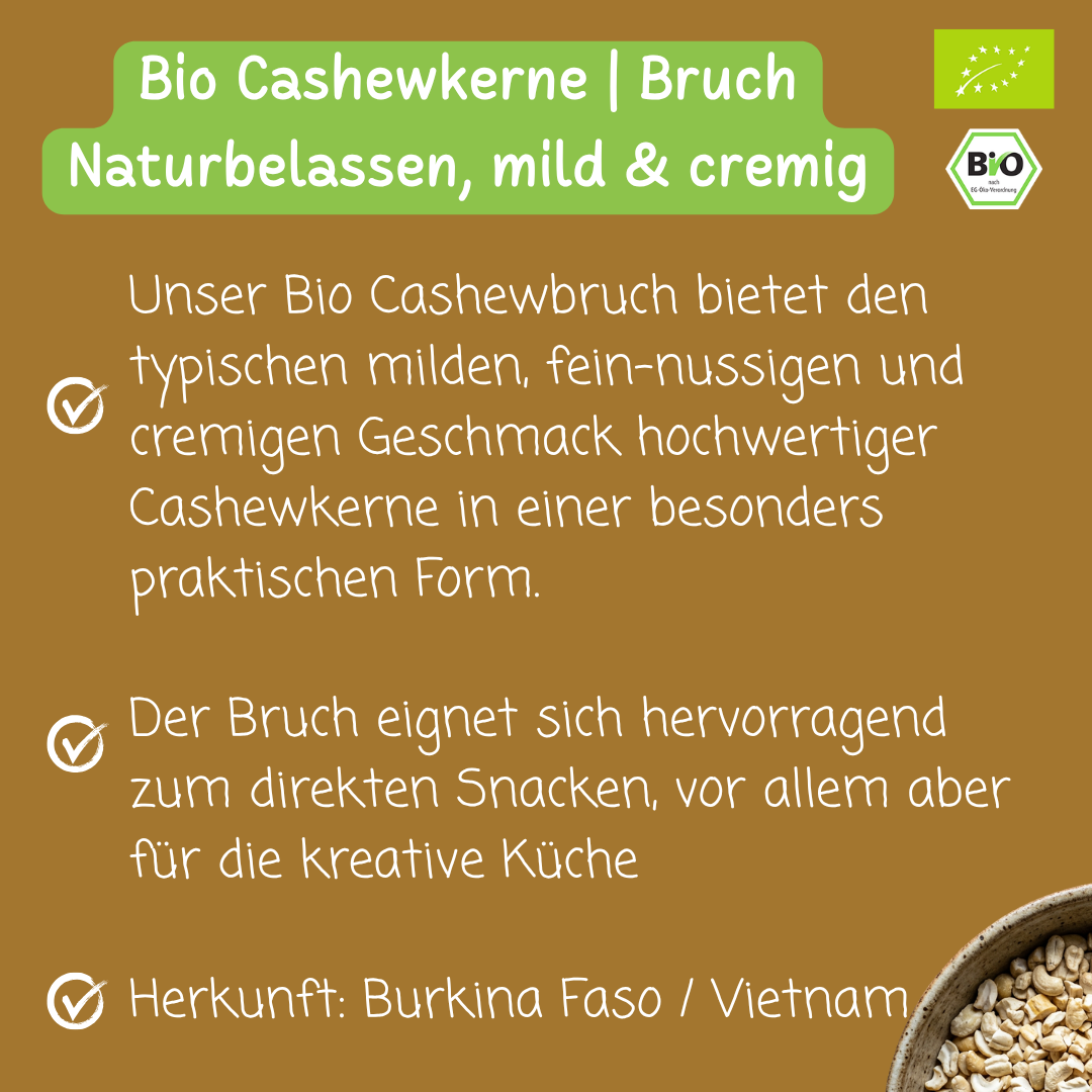 Bio Cashewkerne | Bruch | Naturbelassen | Mild & cremig