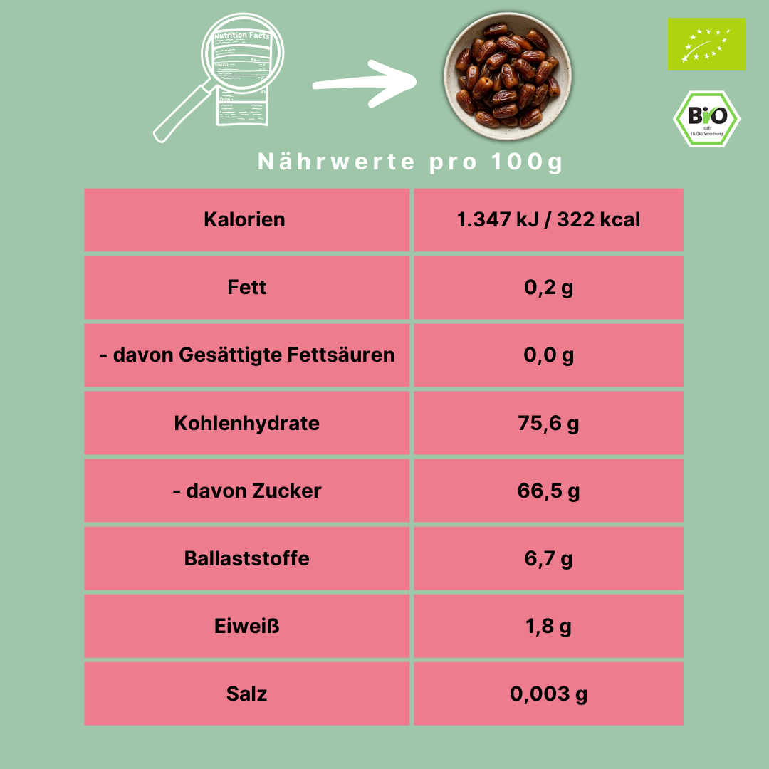 Bio Deglet Nour Datteln | entsteint | Premium Qualität