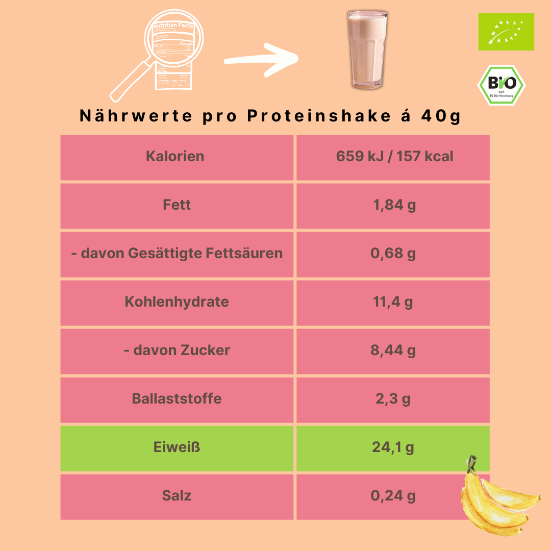 Bio Proteinpulver | "Banana-Punch" | Vegan & 60% Protein | mit Dattelsüße