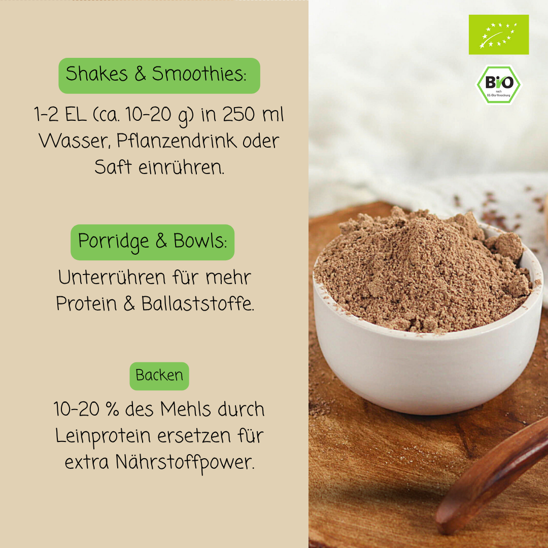 Bio Leinprotein Pulver | aus Österreich | 35 % pflanzliches Eiweiß