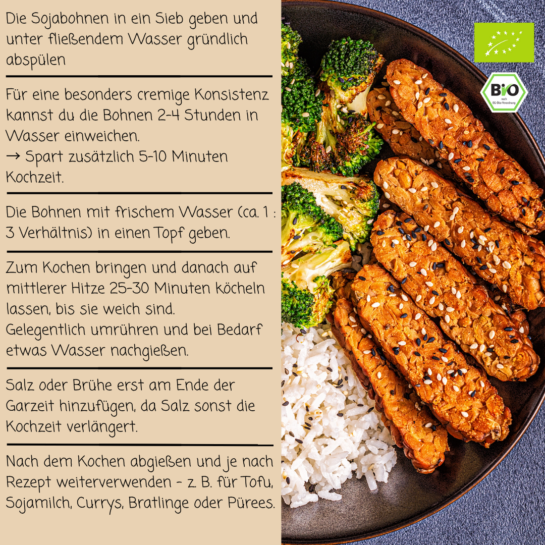 Bio Sojabohnen geschält & halbiert | Sojasplit | ideal für Tofu, Sojamilch, Currys, Bratlinge oder Pürees