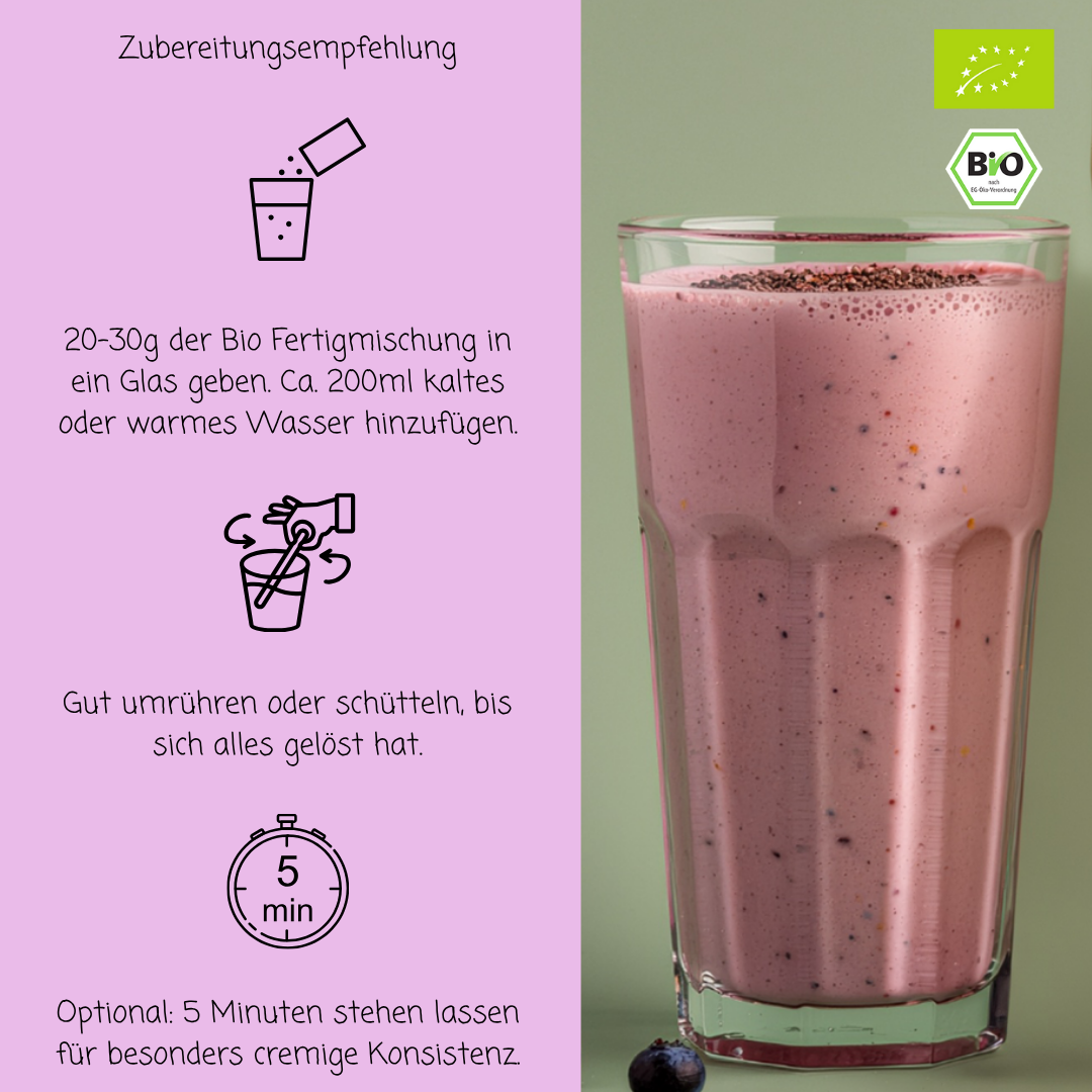 Bio Haferdrinkpulver | Blaubeere mit Dattelsüße | vegan