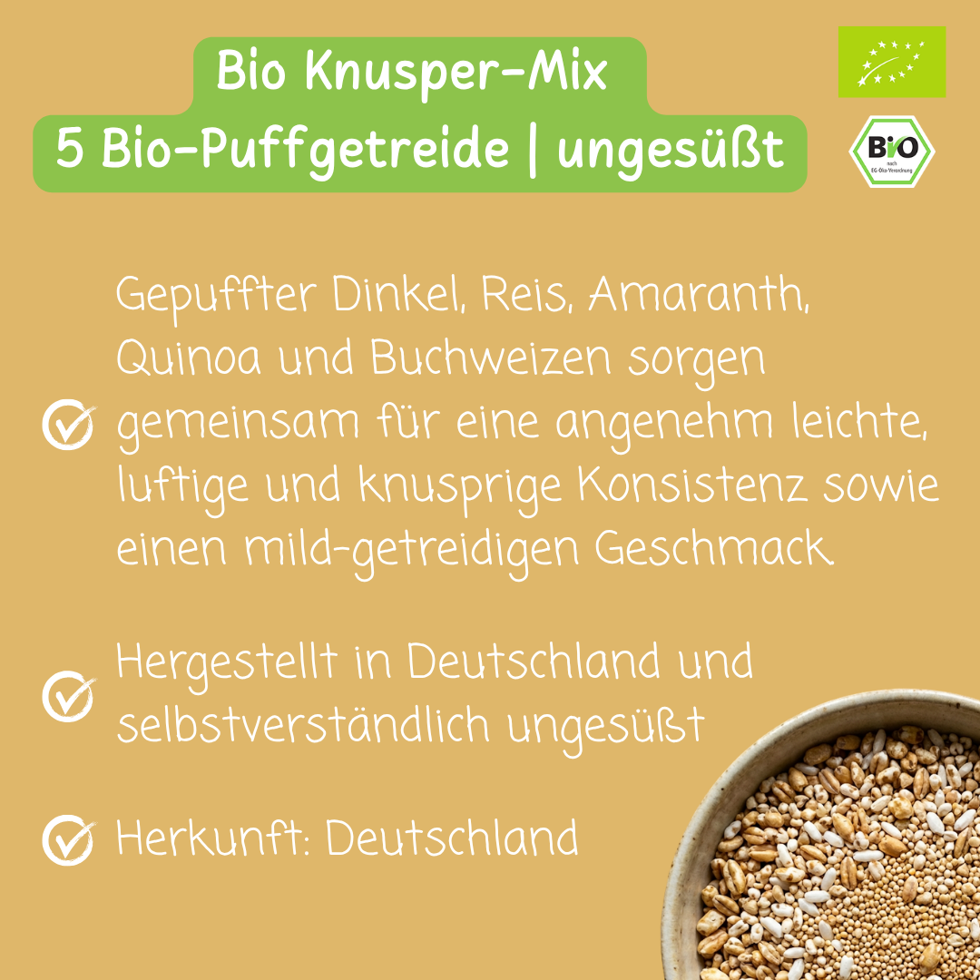 Bio Knusper-Mix | 5 Bio-Puffgetreide | ungesüßt