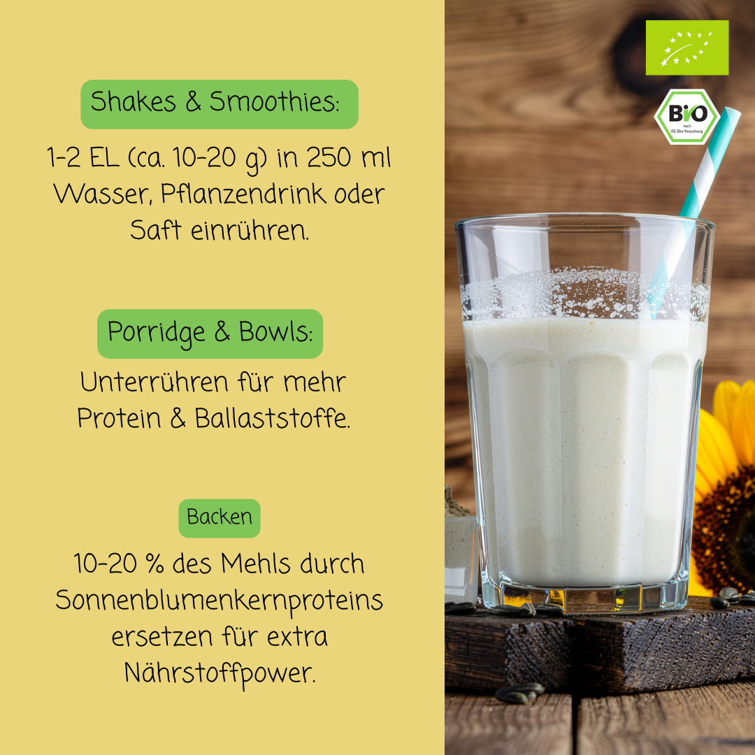 Bio Sonnenblumenkern Proteinpulver – 55 % Protein | roh | natürlicher Sonnenblumenkern-Geschmack