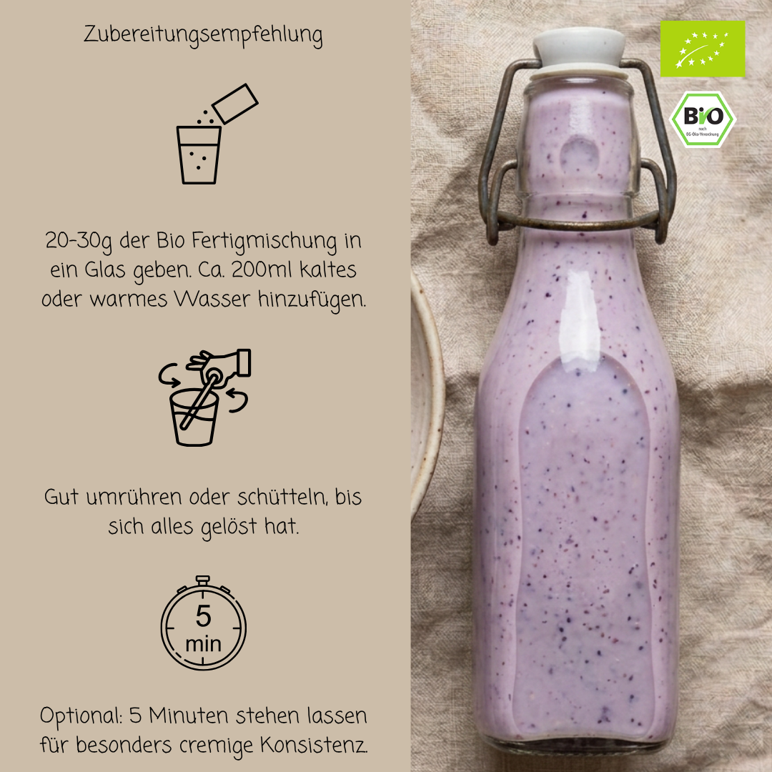 Bio Haferdrinkpulver | Blaubeere mit Dattelsüße | vegan