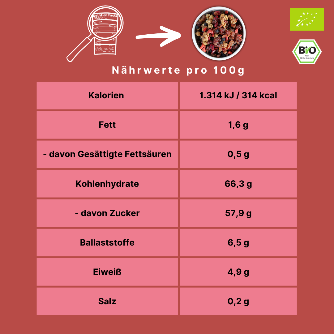 Bio Beerenmischung | "Beerenstark" | 6 Früchte | ohne Nusskerne