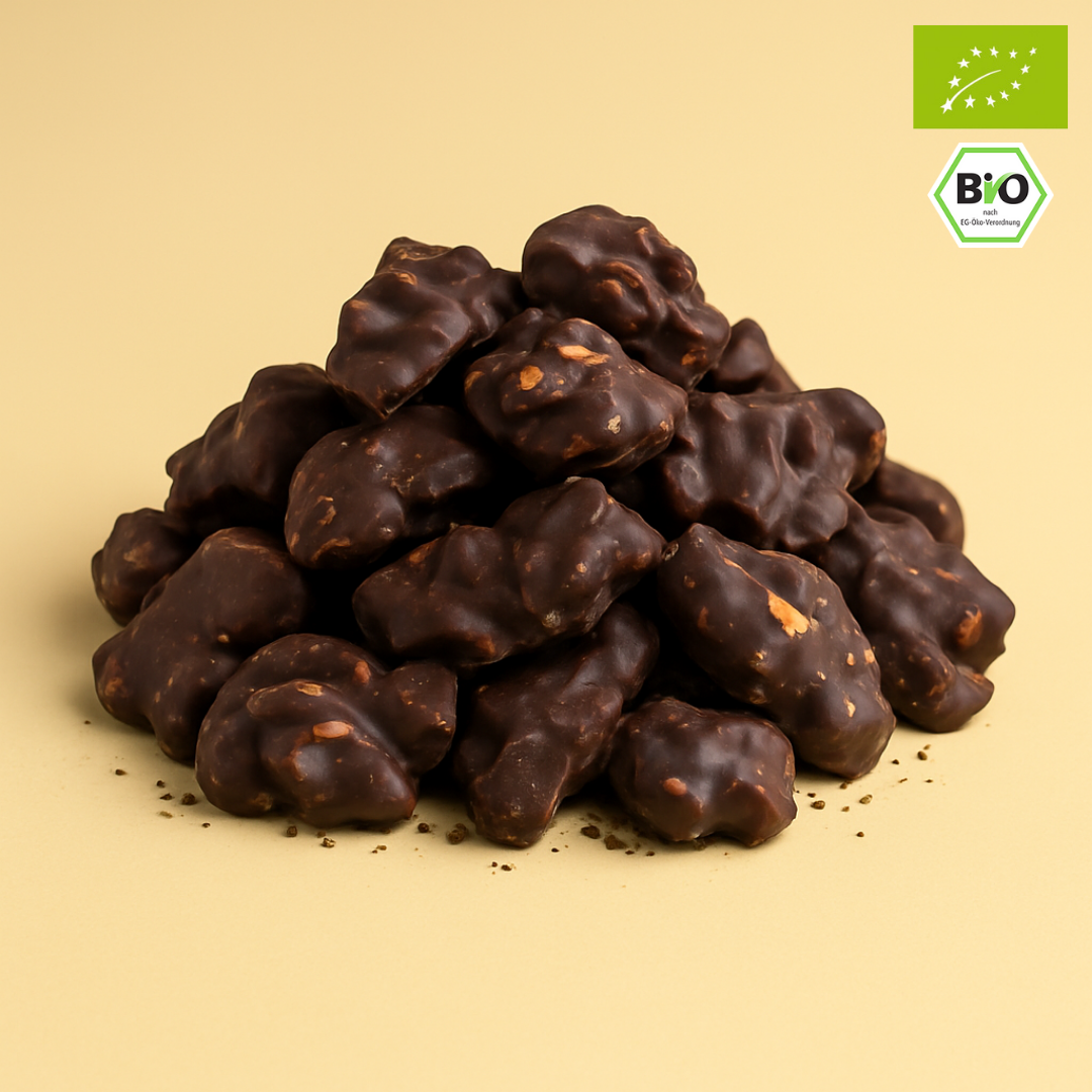 Bio Erdnussbrocken | schokolierte Erdnüsse | Zartbitter | vegan