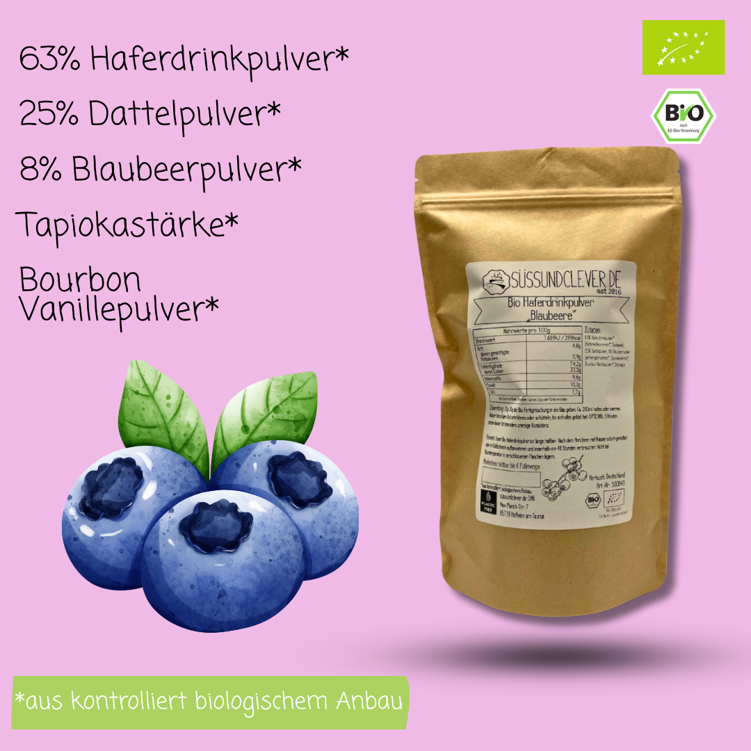 Bio Haferdrinkpulver | Blaubeere mit Dattelsüße | vegan