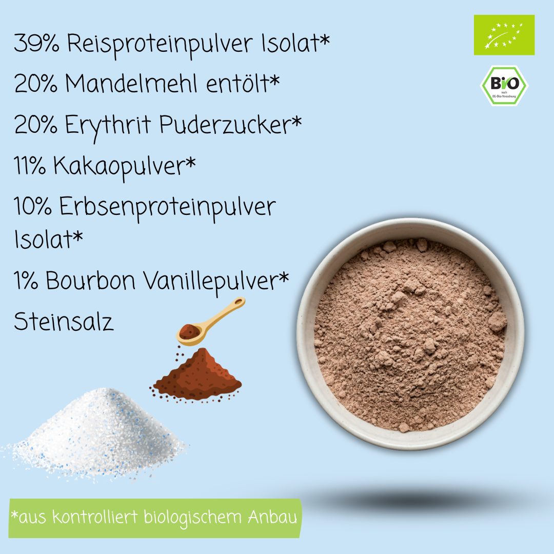 Bio Proteinpulver | "Erythrit-Chocolate" | Vegan & 55% Protein