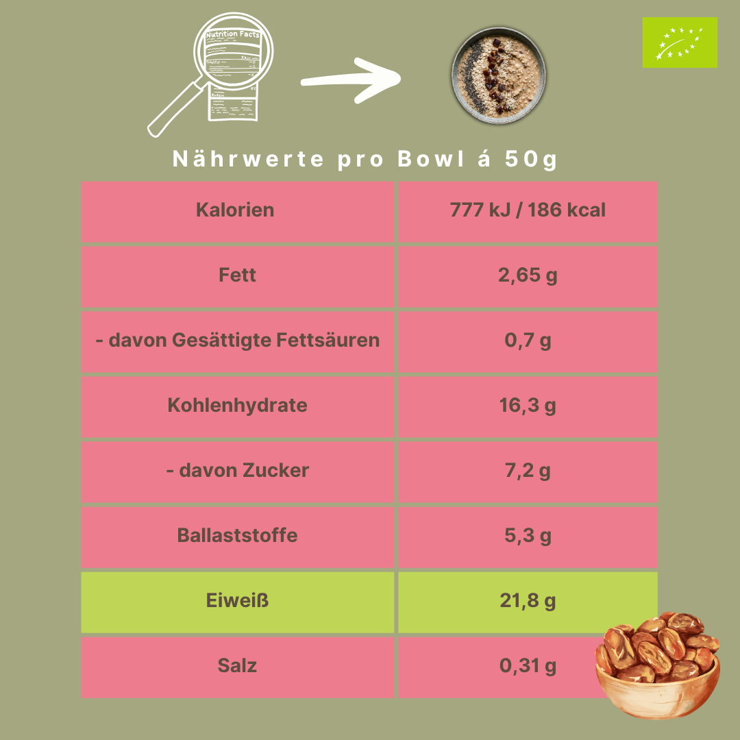 Bio Smoothie Bowl | "Protein Dattel-Cream" | 43% Protein | Fertigmischung