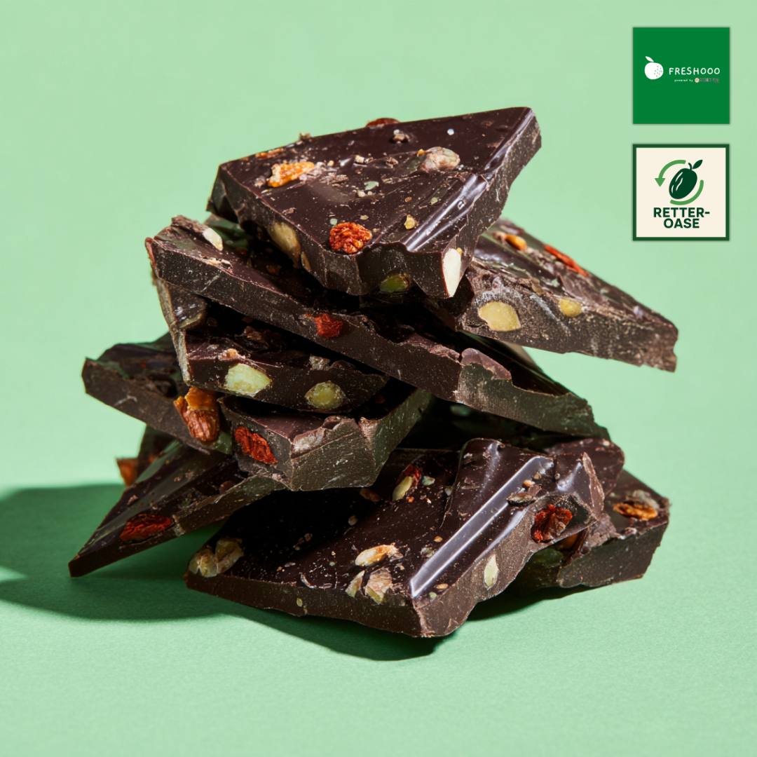 freshooo® ZARTBITTER Schokoladenbruch | "Nut & Berry Fusion" | 51% Kakaoanteil