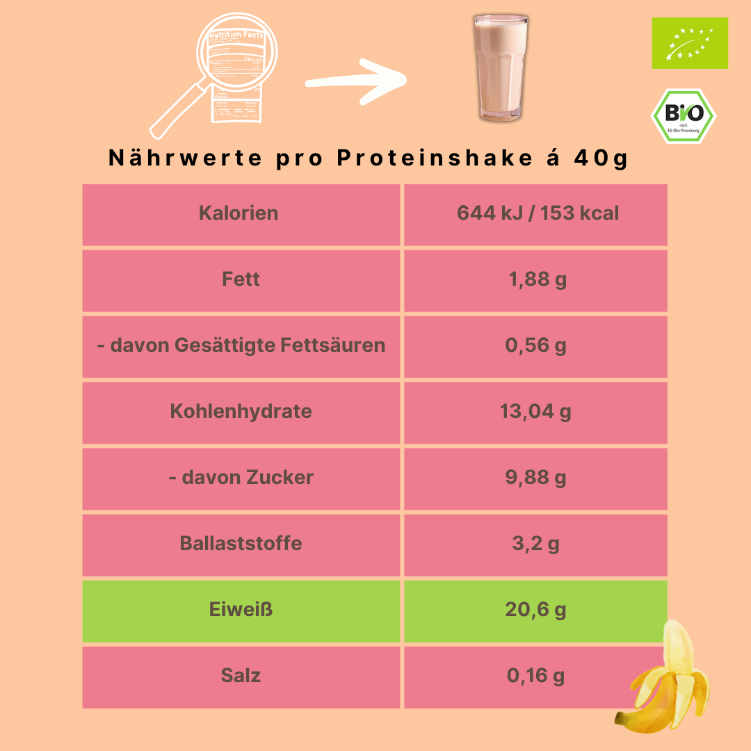 Bio Proteinpulver | "Banana-Punch" | Vegan & 52% Protein | mit Dattelsüße