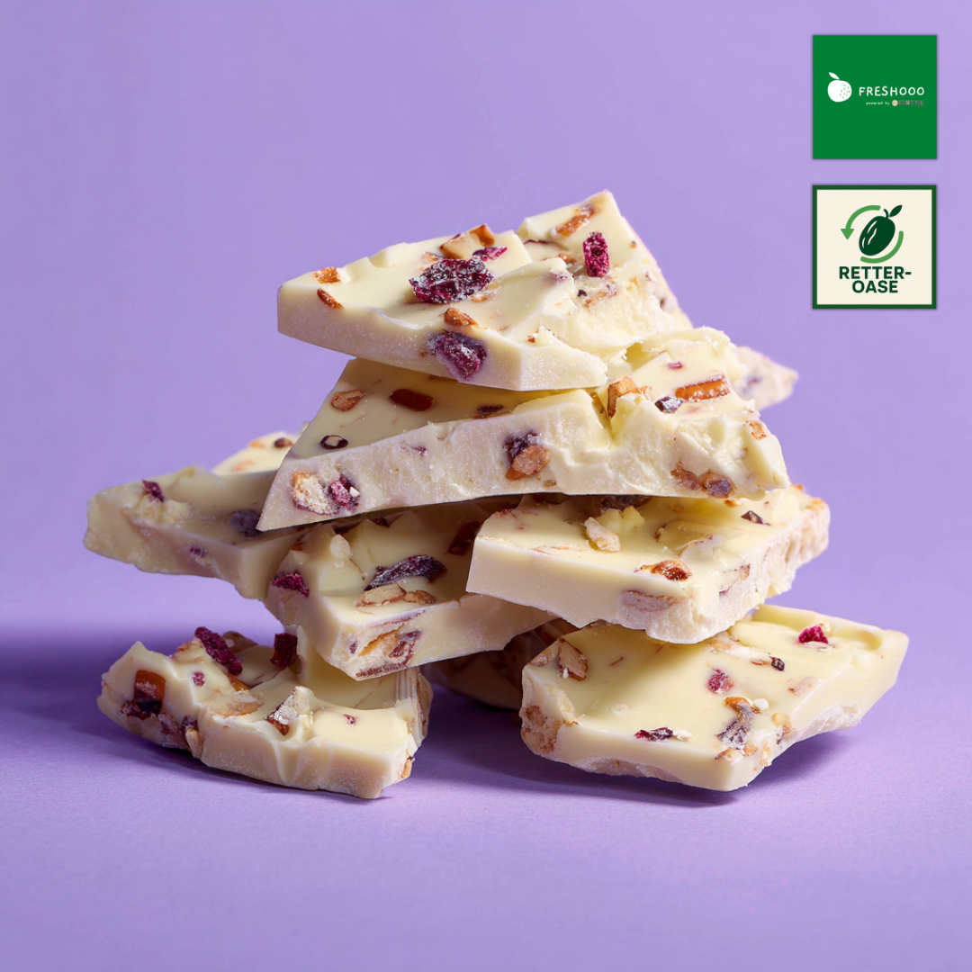 freshooo® WEIßER Schokoladenbruch | "White Delight" | mit Nuss-Frucht Crunch