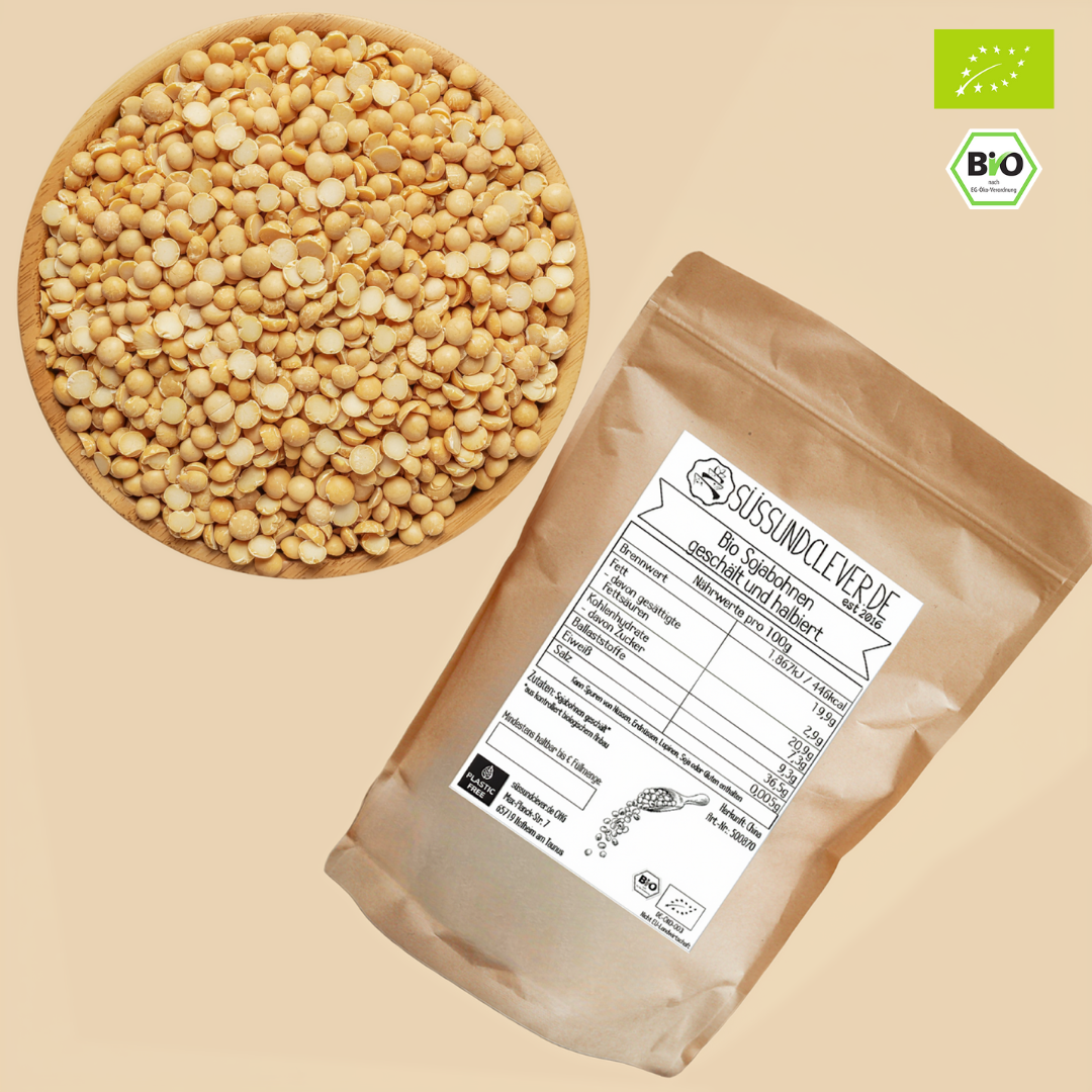 Bio Sojabohnen geschält & halbiert | Sojasplit | ideal für Tofu, Sojamilch, Currys, Bratlinge oder Pürees