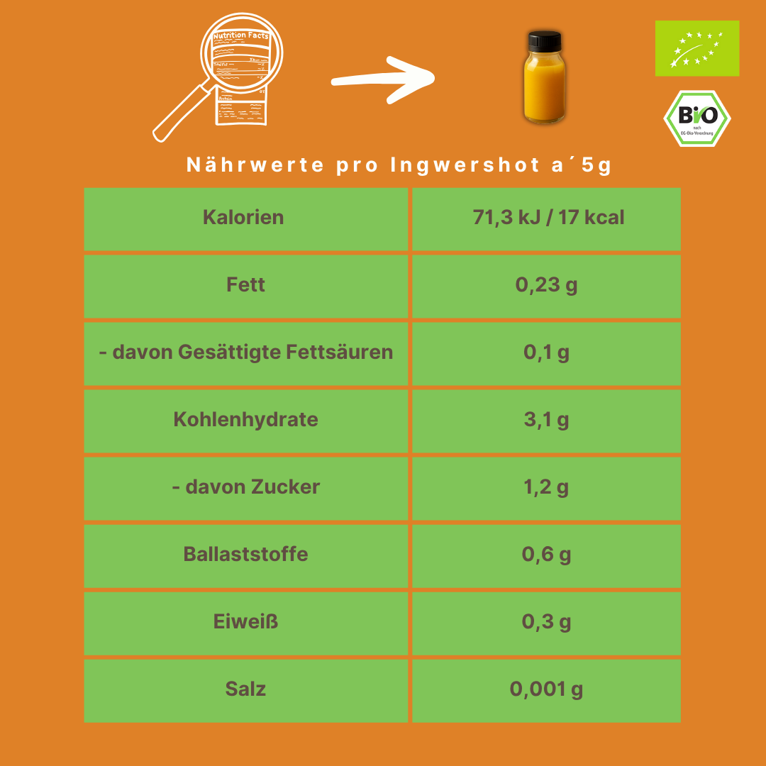 Bio Ingwershot Fertigmischung | "Apple-Turmeric Vital" | mit Kurkuma & Apfelpulver | 40 Shots