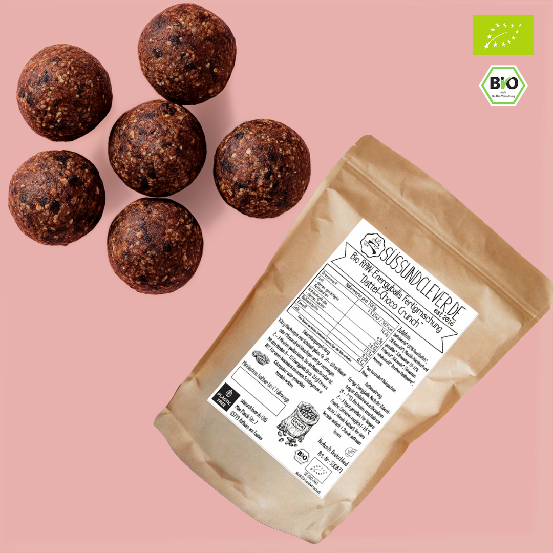 Bio RAW-Energyballs Fertigmischung | "Dattel-Choco Crunch" | vegan & ohne Zuckerzusatz