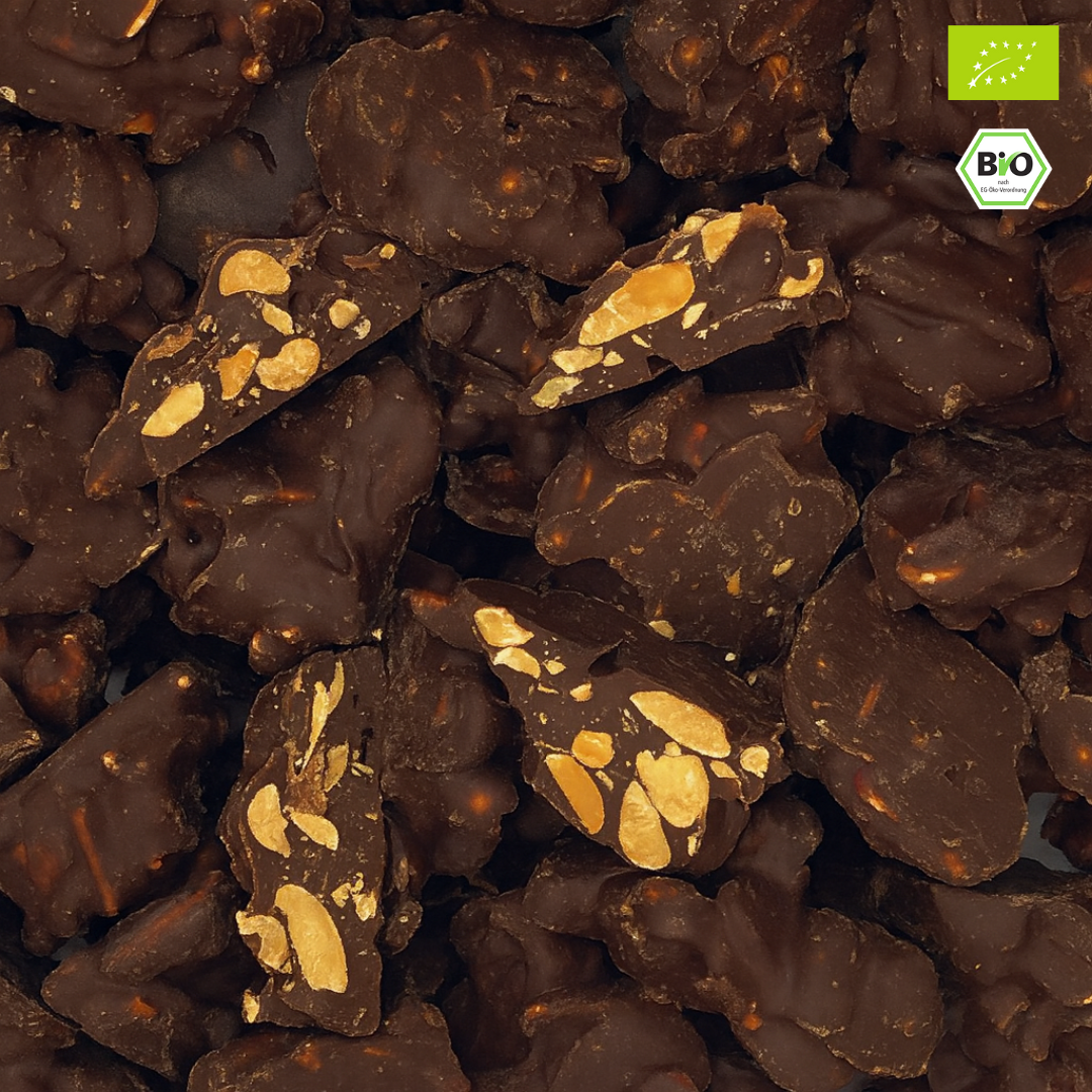 Bio Erdnussbrocken | schokolierte Erdnüsse | Zartbitter | vegan