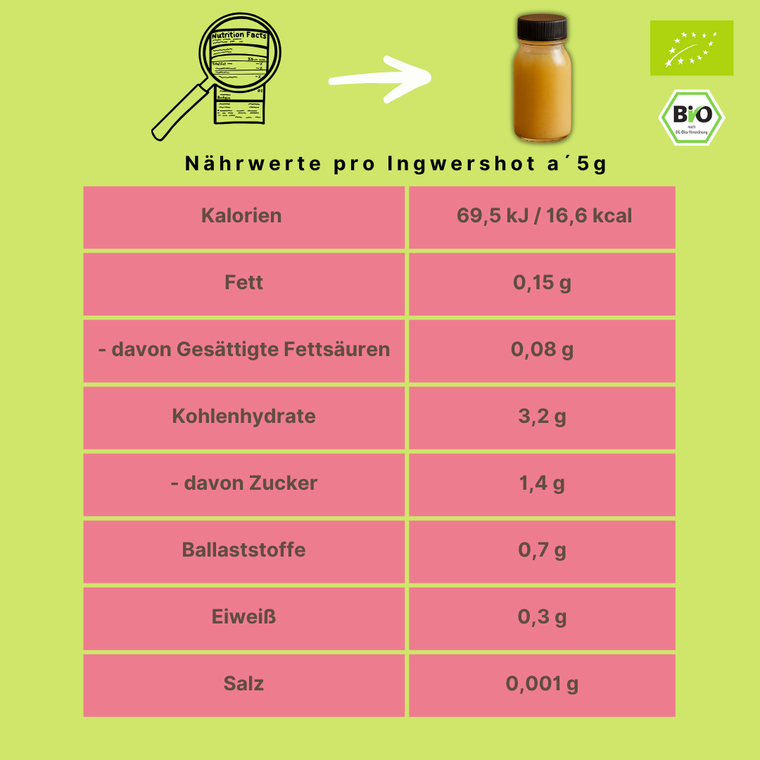 Bio Ingwershot Fertigmischung | "Zitronen-Acerola Boost" | mit Dattelsüße | 40 Shots