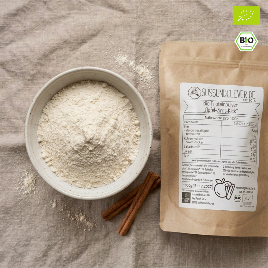 Bio Proteinpulver | "Apfel-Zimt-Kick" | Vegan & 56% Protein | mit Dattelsüße