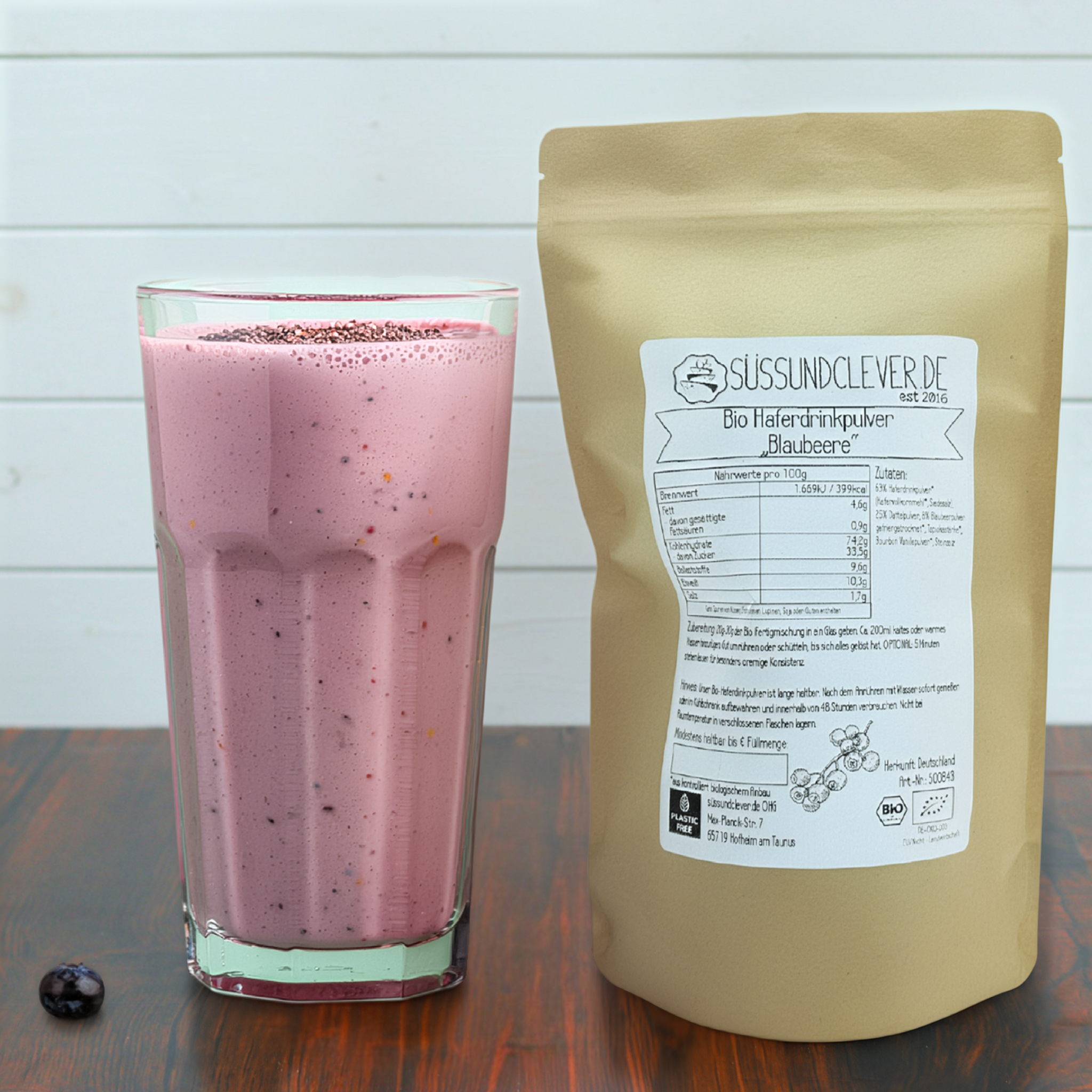 Bio Haferdrinkpulver | Blaubeere mit Dattelsüße | vegan