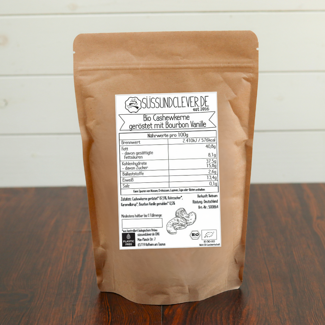 Bio Cashewkerne geröstet & leicht gesüßt | mit Bourbon Vanille