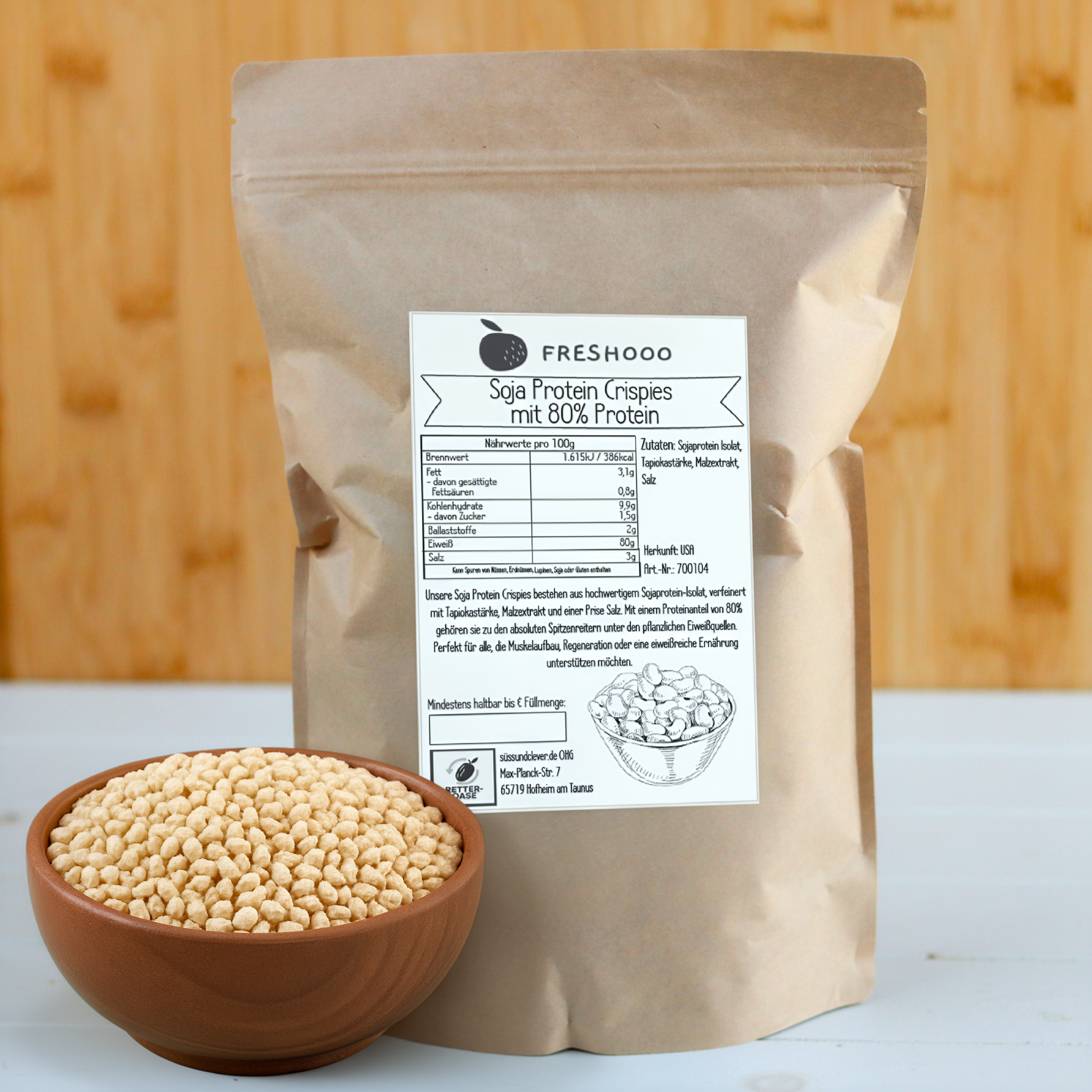 freshooo® Soja Protein Crispies | mit 80% Protein