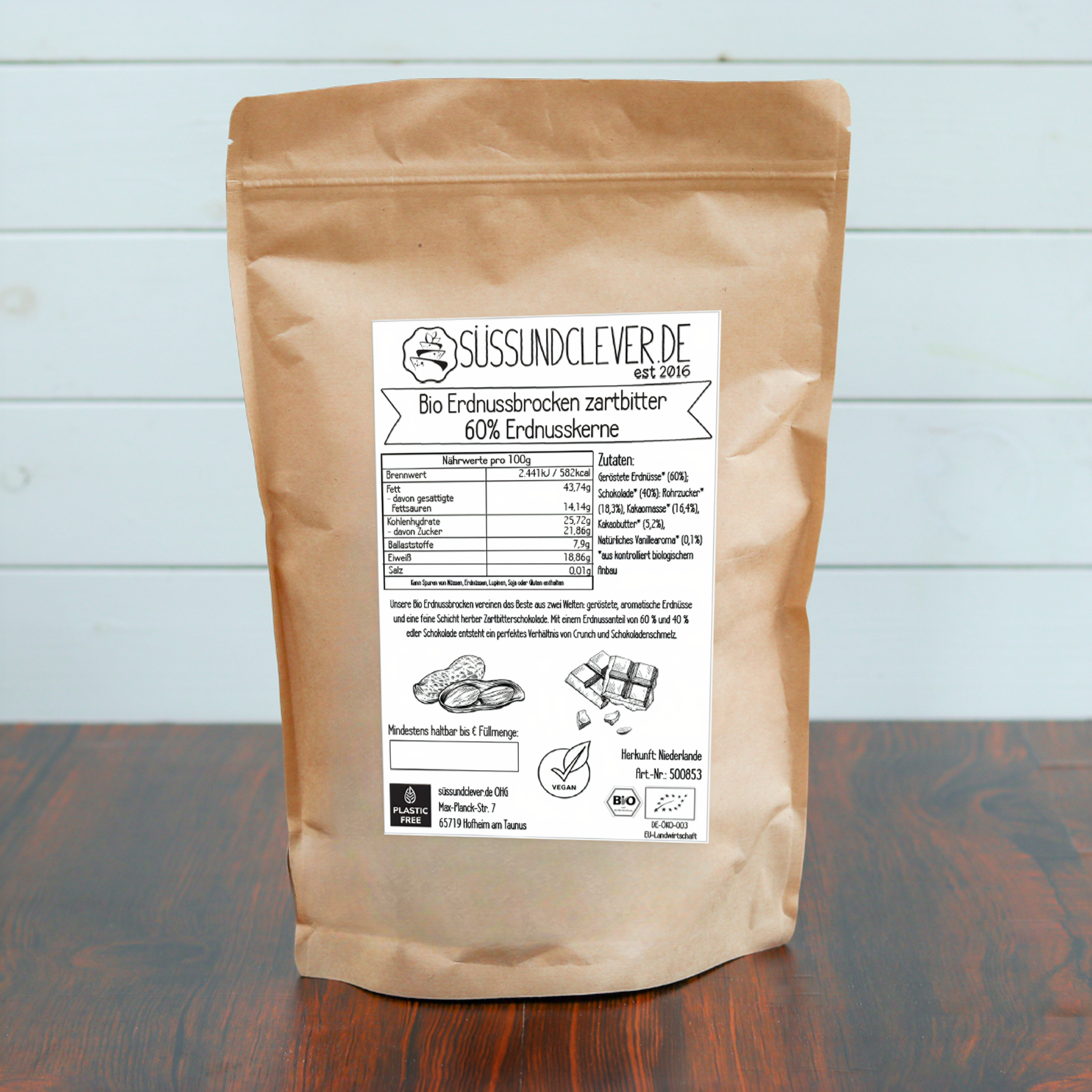 Bio Erdnussbrocken | schokolierte Erdnüsse | Zartbitter | vegan